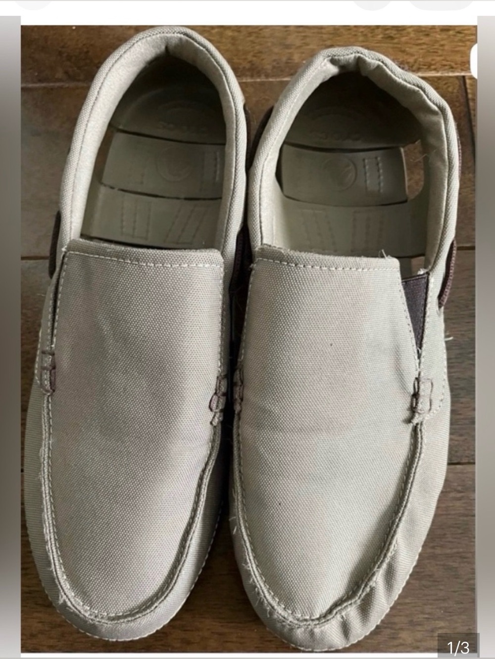 CROCS Men's Slip-On Canvas Loafers in Light Beige